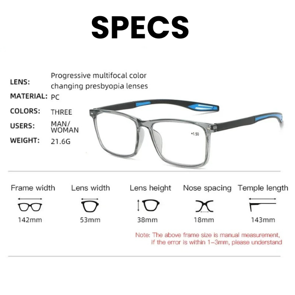 Unisex Photochromic Multifocal Glasses